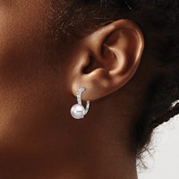 Cheryl M Sterling Silver Rhodium-plated Grey Freshwater Cultured Pearl and Brilliant-cut CZ Leverback Earrings view 3