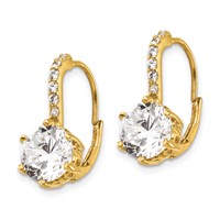 Cheryl M Sterling Silver Gold-plated Brilliant-cut CZ Leverback Earrings view 2