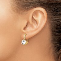 Cheryl M Sterling Silver Gold-plated Brilliant-cut CZ Leverback Earrings view 3