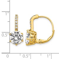 Cheryl M Sterling Silver Gold-plated Brilliant-cut CZ Leverback Earrings view 4