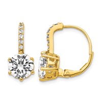 Cheryl M Sterling Silver Gold-plated Brilliant-cut CZ Leverback Earrings view 1