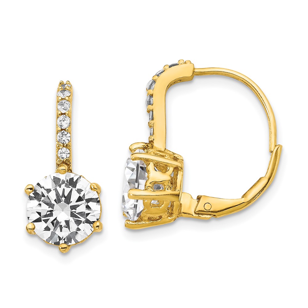 Cheryl M Sterling Silver Gold-plated CZ Leverback Earrings