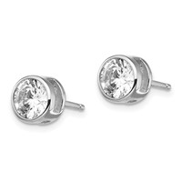 Cheryl M Sterling Silver Rhodium-plated Brilliant-cut 7mm CZ Bezel Stud Post Earrings view 2
