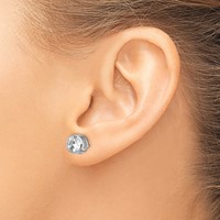 Cheryl M Sterling Silver Rhodium-plated Brilliant-cut 7mm CZ Bezel Stud Post Earrings view 3