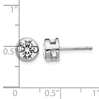 Cheryl M Sterling Silver Rhodium-plated Brilliant-cut 7mm CZ Bezel Stud Post Earrings view 4