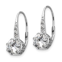 Cheryl M Sterling Silver Rhodium-plated Brilliant-cut CZ Leverback Earrings view 2