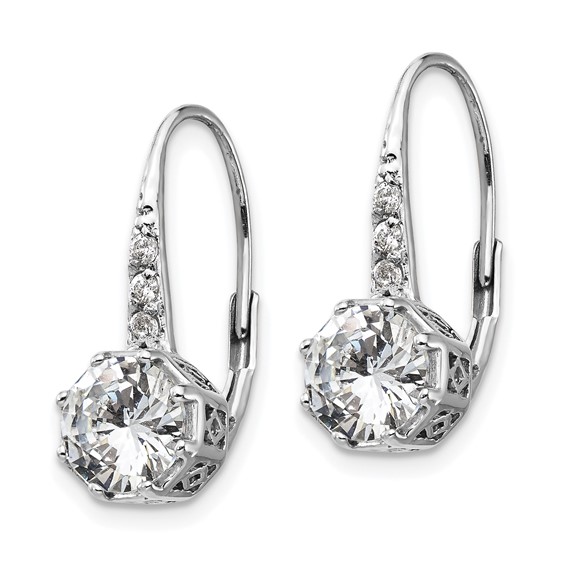 Cheryl M Sterling Silver Rhodium-plated Brilliant-cut CZ Leverback Earrings