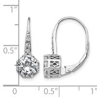 Cheryl M Sterling Silver Rhodium-plated Brilliant-cut CZ Leverback Earrings view 4