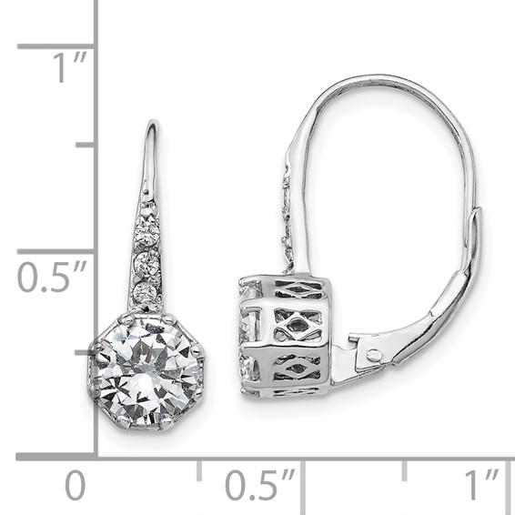 Cheryl M Sterling Silver Rhodium-plated Brilliant-cut CZ Leverback Earrings