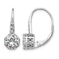 Cheryl M Sterling Silver Rhodium-plated Brilliant-cut CZ Leverback Earrings view 1