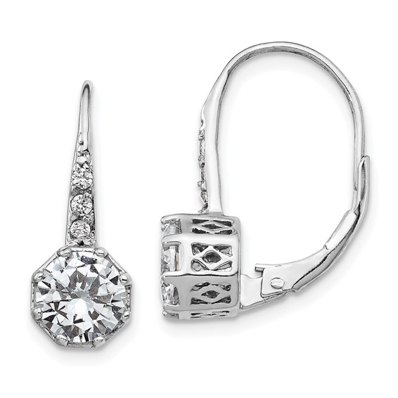 Cheryl M Sterling Silver Rhodium-plated Brilliant-cut CZ Leverback Earrings