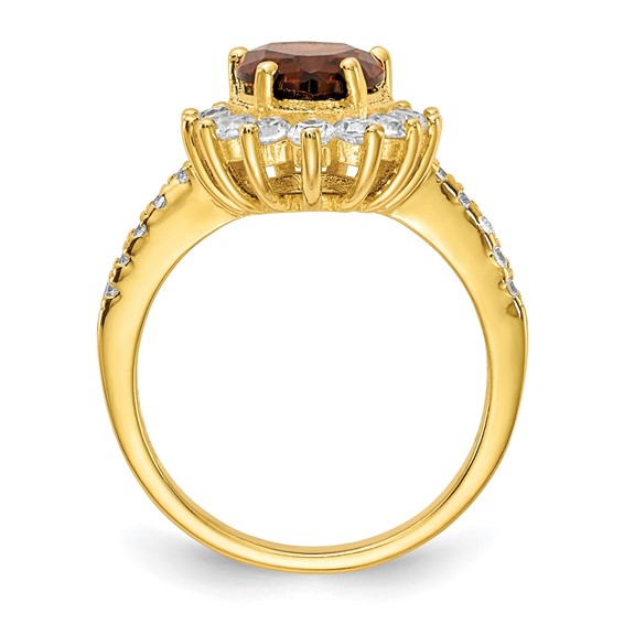 Cheryl M Sterling Silver & Gold-plated Teardrop Brown CZ Ring