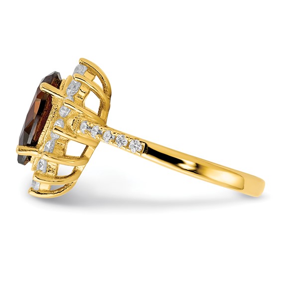 Cheryl M Sterling Silver & Gold-plated Teardrop Brown CZ Ring