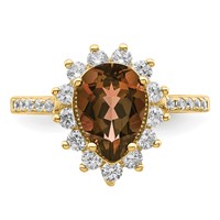 Cheryl M Sterling Silver & Gold-plated Teardrop Brown CZ Ring view 5