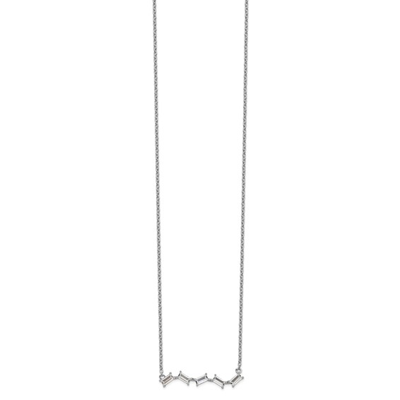 Cheryl M Sterling Silver Rhodium-plated Emerald-cut CZ Bar 18 Inch Necklace