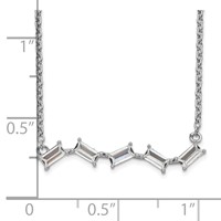 Cheryl M Sterling Silver Rhodium-plated Emerald-cut CZ Bar Necklace, 18" view 3