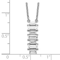 Cheryl M Sterling Silver Rhodium-plated Emerald-cut CZ Vertical Bar Necklace, 18" view 2