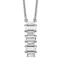 Cheryl M Sterling Silver Rhodium-plated Emerald-cut CZ Vertical Bar Necklace, 18" view 1