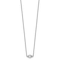 Cheryl M Sterling Silver Rhodium-plated Brilliant-cut and Emerald-cut Bar Necklace, 18" view 2
