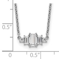 Cheryl M Sterling Silver Rhodium-plated Brilliant-cut and Emerald-cut Bar Necklace, 18" view 3