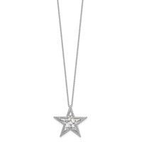 Cheryl M Sterling Silver Rhodium-plated Brilliant-cut Tapered Baguette-cut and Emerald-cut CZ Star Necklace, 18" view 2