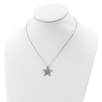 Cheryl M Sterling Silver Rhodium-plated Brilliant-cut Tapered Baguette-cut and Emerald-cut CZ Star Necklace, 18" view 4
