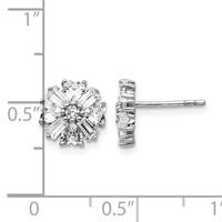 Cheryl M Sterling Silver Rhodium-plated Emerald-cut and Brilliant-cut CZ Cluster Post Earrings view 4