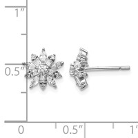 Cheryl M Sterling Silver Rhodium-plated Brilliant-cut Marquise-cut and Baguette-cut CZ Post Earrings view 4