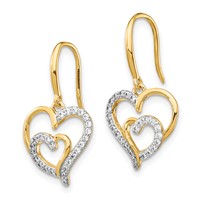 Cheryl M Sterling Silver Gold-plated Brilliant-cut CZ Heart Dangle Earrings view 2