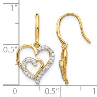 Cheryl M Sterling Silver Gold-plated Brilliant-cut CZ Heart Dangle Earrings view 4