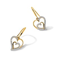 Cheryl M Sterling Silver Gold-plated Brilliant-cut CZ Heart Dangle Earrings view 5