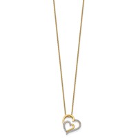 Cheryl M Sterling Silver Gold-plated Brilliant-cut CZ Fancy Double Heart Necklace, 18" view 2