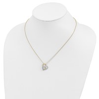 Cheryl M Sterling Silver Gold-plated Brilliant-cut CZ Fancy Double Heart Necklace, 18" view 3