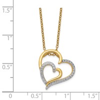 Cheryl M Sterling Silver Gold-plated Brilliant-cut CZ Fancy Double Heart Necklace, 18" view 4