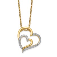 Cheryl M Sterling Silver Gold-plated Brilliant-cut CZ Fancy Double Heart Necklace, 18" view 1