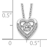 Cheryl M Sterling Silver Rhodium-plated Brilliant-cut Vibrant CZ Heart Necklace, 18" view 2