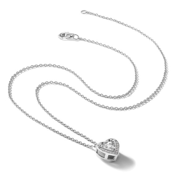 Sterling Silver Vibrant CZ Heart Necklaces