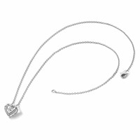 Cheryl M Sterling Silver Rhodium-plated Brilliant-cut Vibrant CZ Heart Necklace, 18" view 5