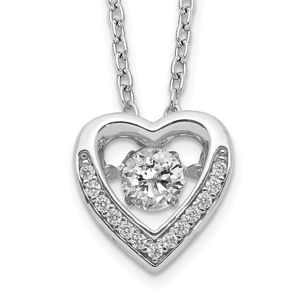 Cheryl M Sterling Silver Rhodium-plated 18in Vibrant CZ Heart Necklace