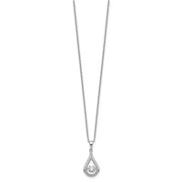 Cheryl M Sterling Silver Rhodium-plated Brilliant-cut Vibrant CZ Teardrop Necklace, 18" view 2