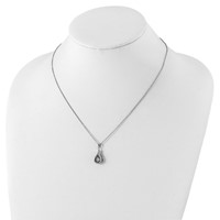 Cheryl M Sterling Silver Rhodium-plated Brilliant-cut Vibrant CZ Teardrop Necklace, 18" view 4