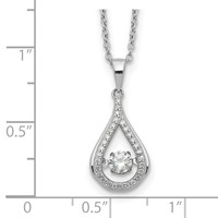 Cheryl M Sterling Silver Rhodium-plated Brilliant-cut Vibrant CZ Teardrop Necklace, 18" view 3