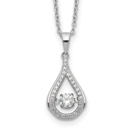 Cheryl M Sterling Silver Rhodium-plated Brilliant-cut Vibrant CZ Teardrop Necklace, 18"