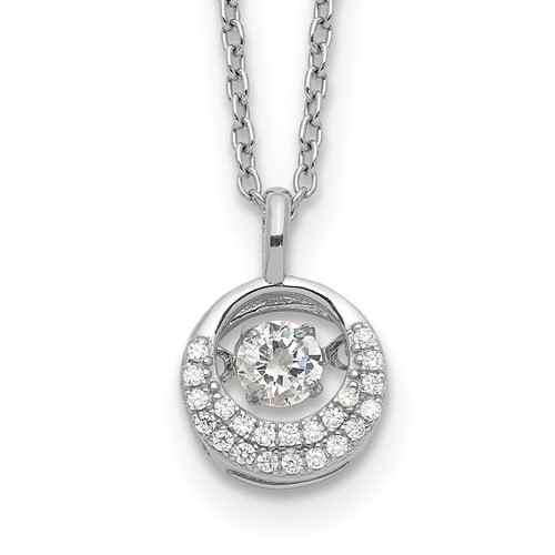 Cheryl M Sterling Silver Rhodium-plated Brilliant-cut Vibrant CZ Circle Necklace, 18"