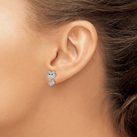 Cheryl M Sterling Silver Rhodium-plated Moveable Brilliant-cut Black and White CZ Cat Post Dangle Earrings view 3