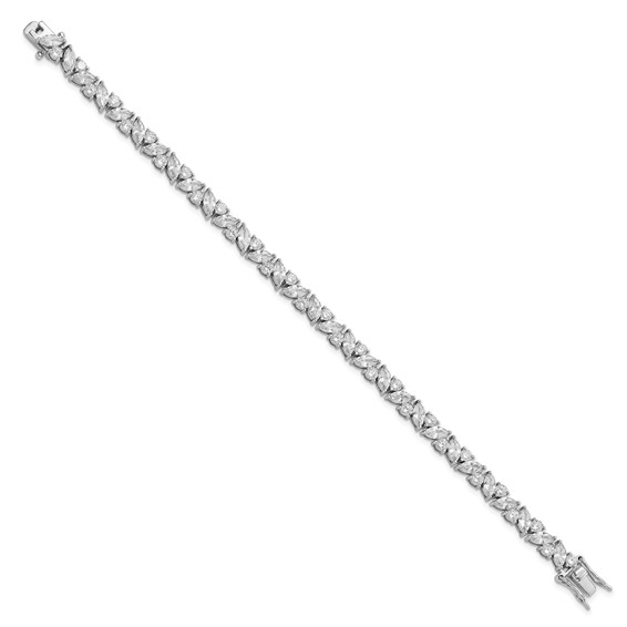 Cheryl M Sterling Silver Rhodium-plated Fancy Brilliant-cut and Marquise-cut CZ 7.25 Inch Bracelet
