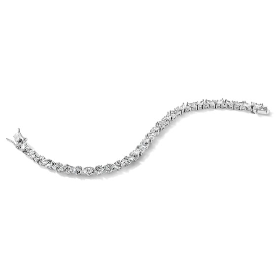 Cheryl M Sterling Silver Rhodium-plated Fancy Brilliant-cut and Marquise-cut CZ 7.25 Inch Bracelet