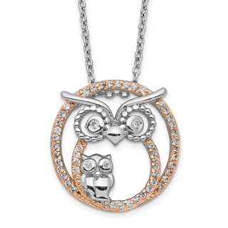 Sterling Silver CZ Owl Necklaces