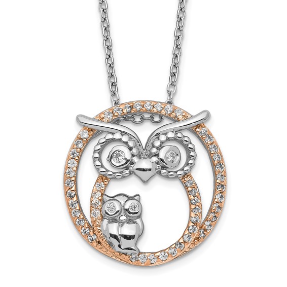 Sterling Silver CZ Owl Necklaces
