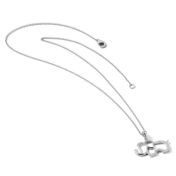 Cheryl M Sterling Silver Rhodium Plated Brilliant-cut CZ Elephant 18.25 Inch Necklace